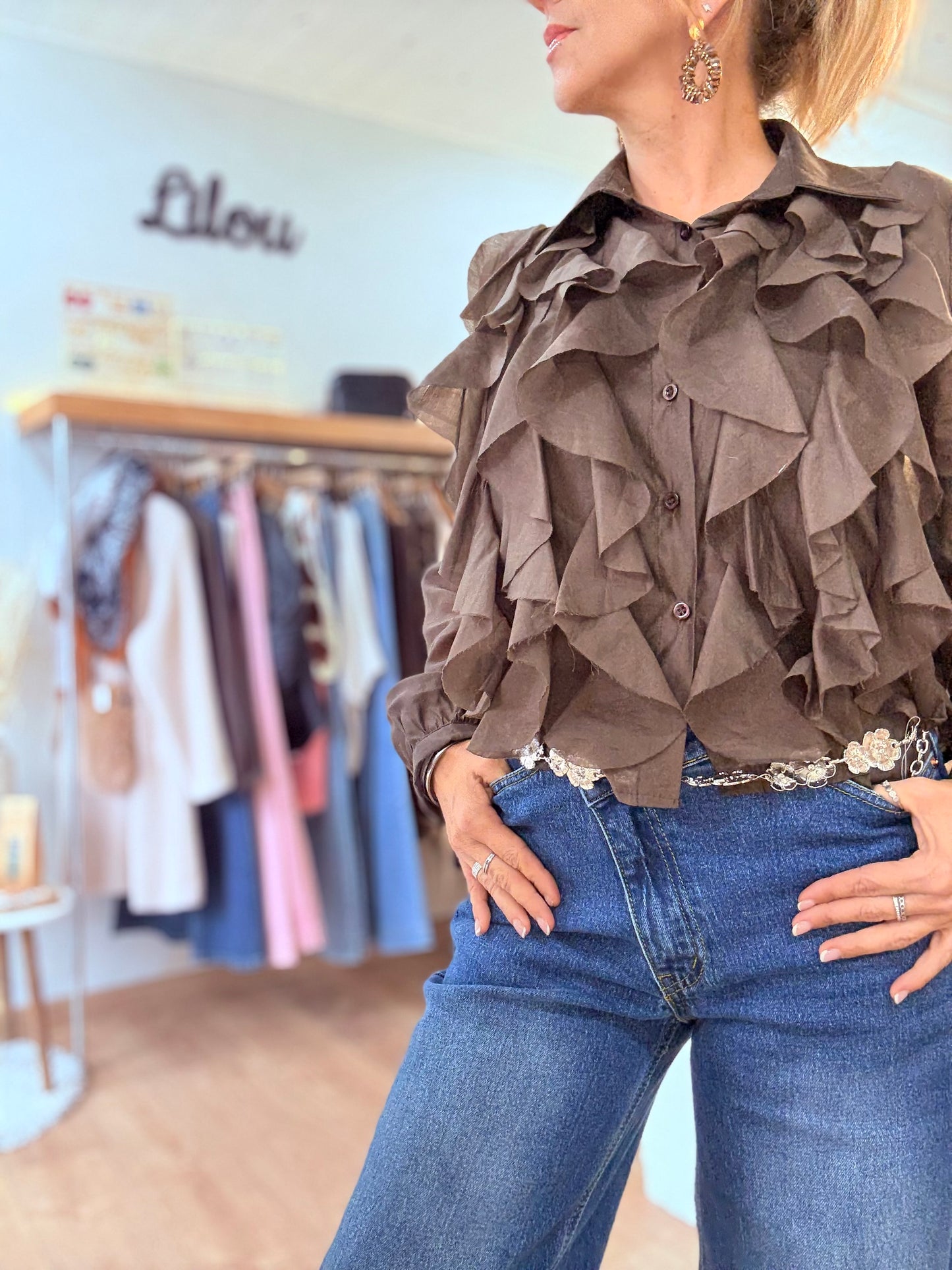Chemise à volants - choco