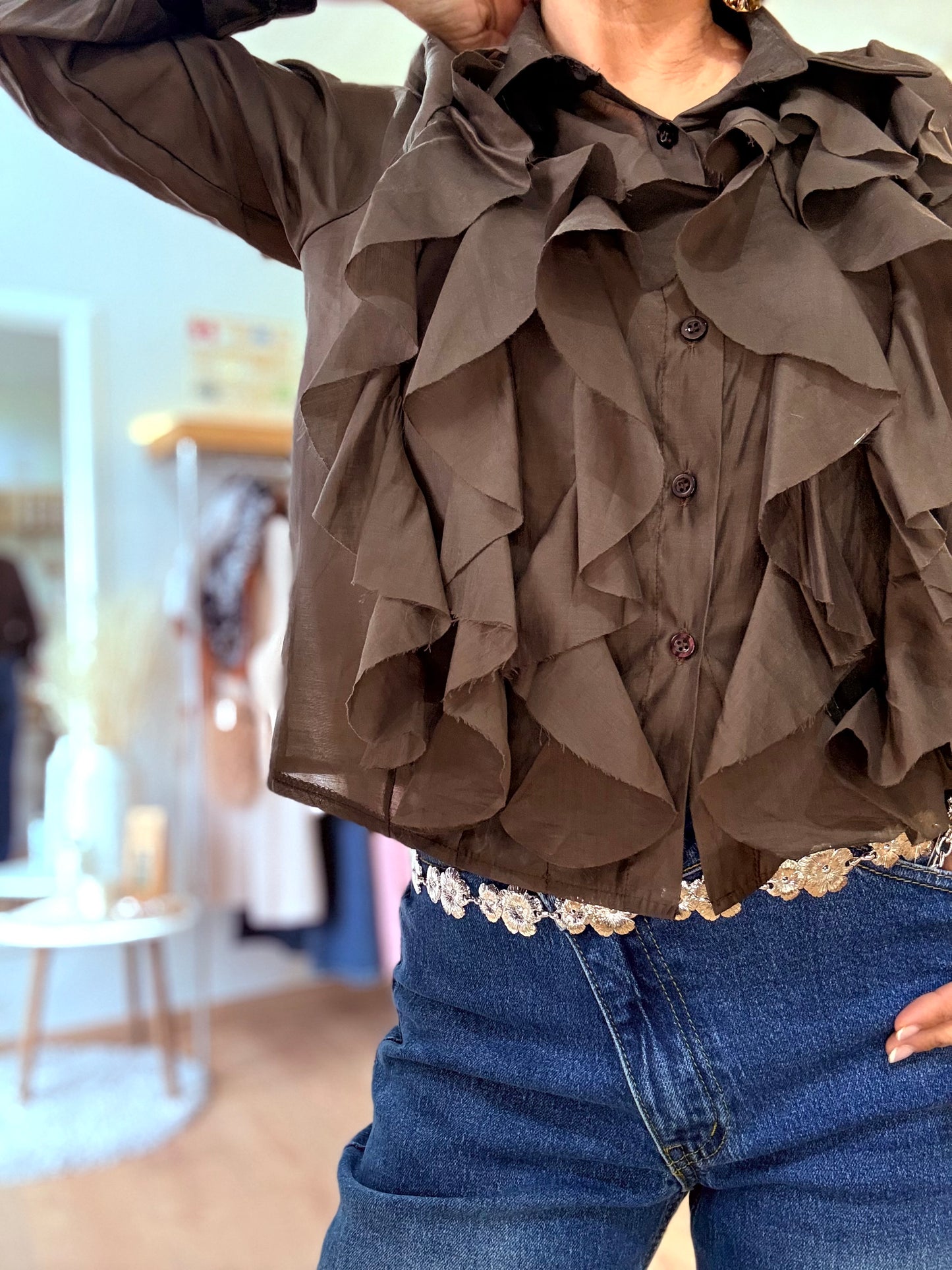 Chemise à volants - choco