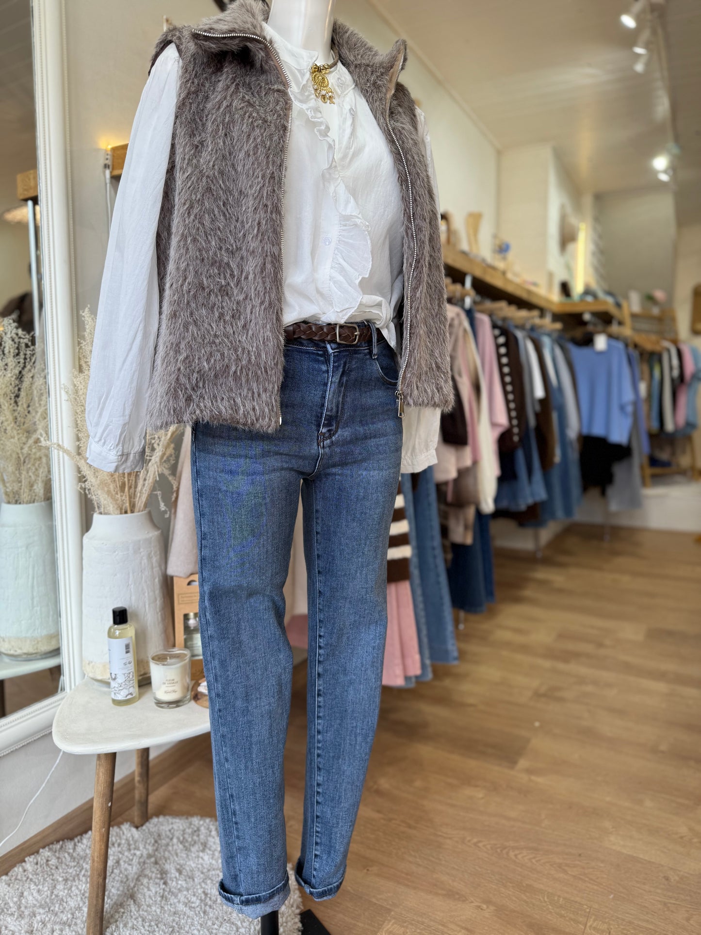 Gilet fausse fourrure - Taupe