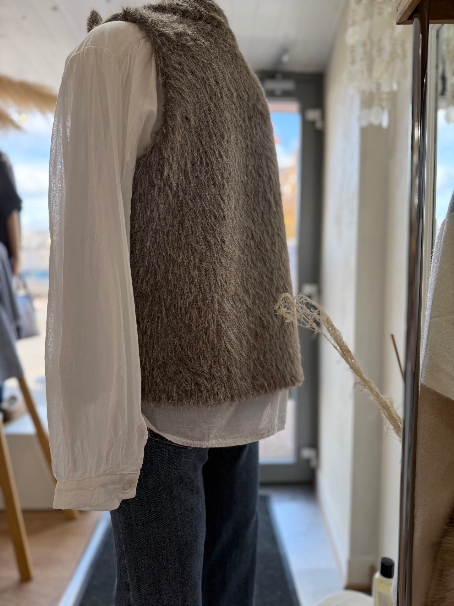 Gilet fausse fourrure - Taupe
