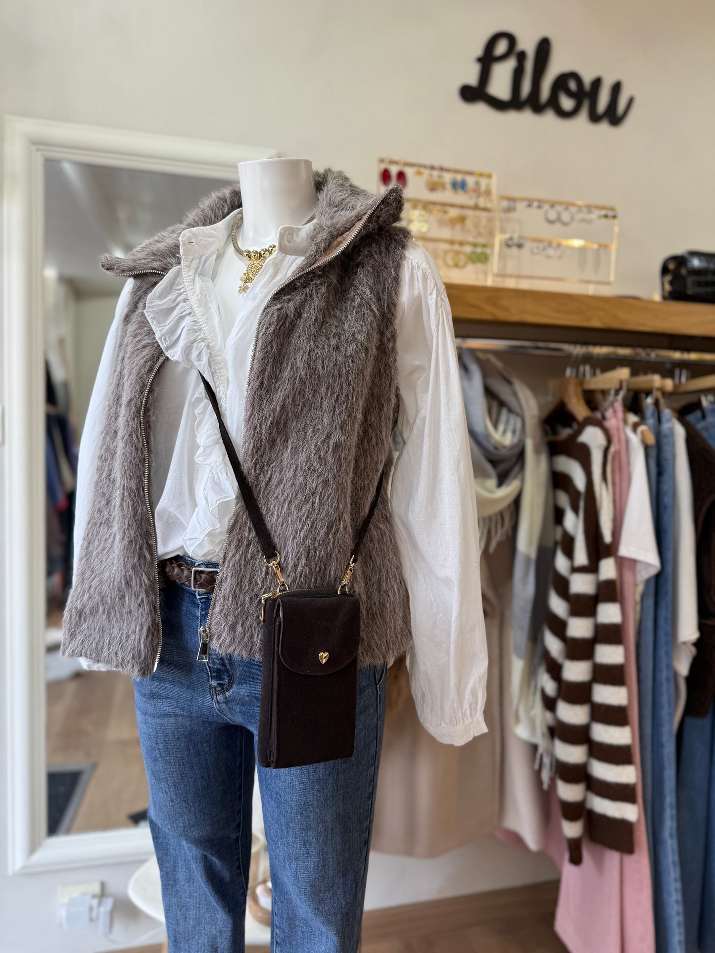 Gilet fausse fourrure - Taupe
