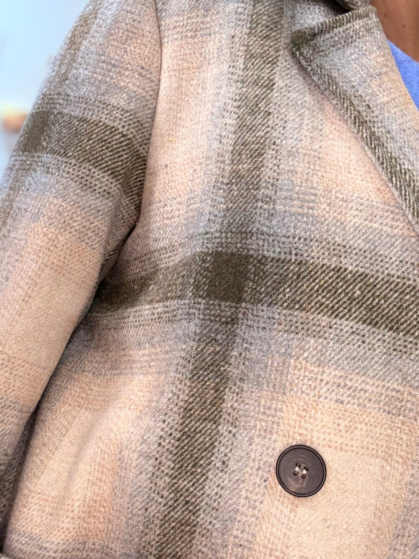 Manteau croisé à carreaux - Olive
