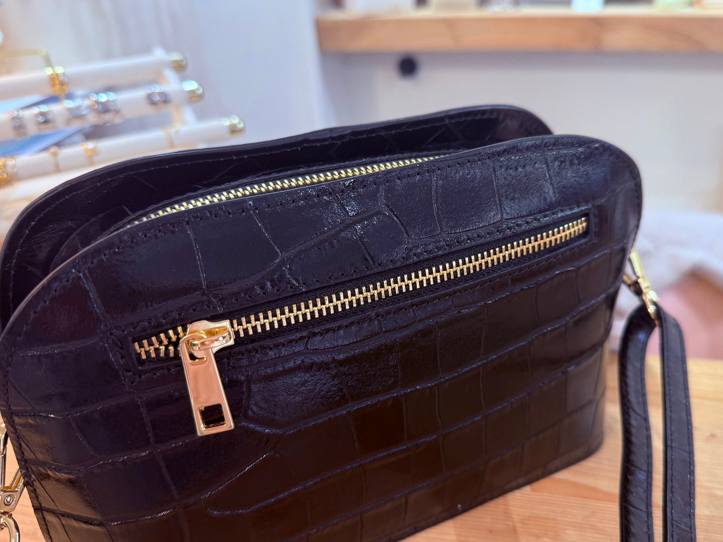 Sac effet croco - Noir