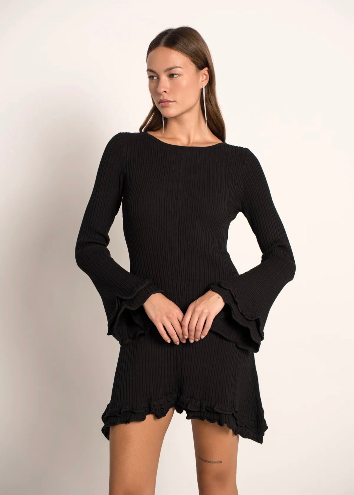 Robe cotelée - Noire