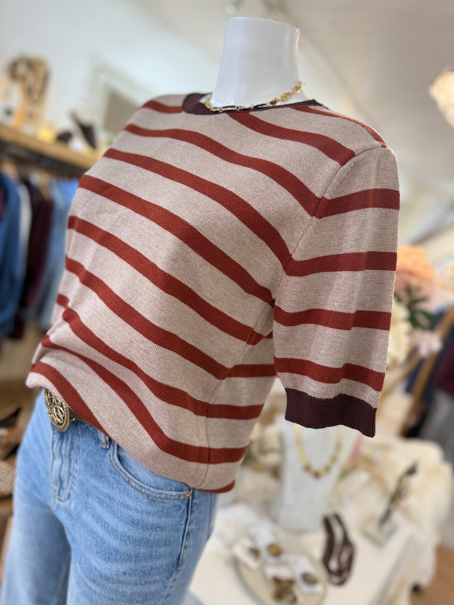 Pull LINO - Rayé camel