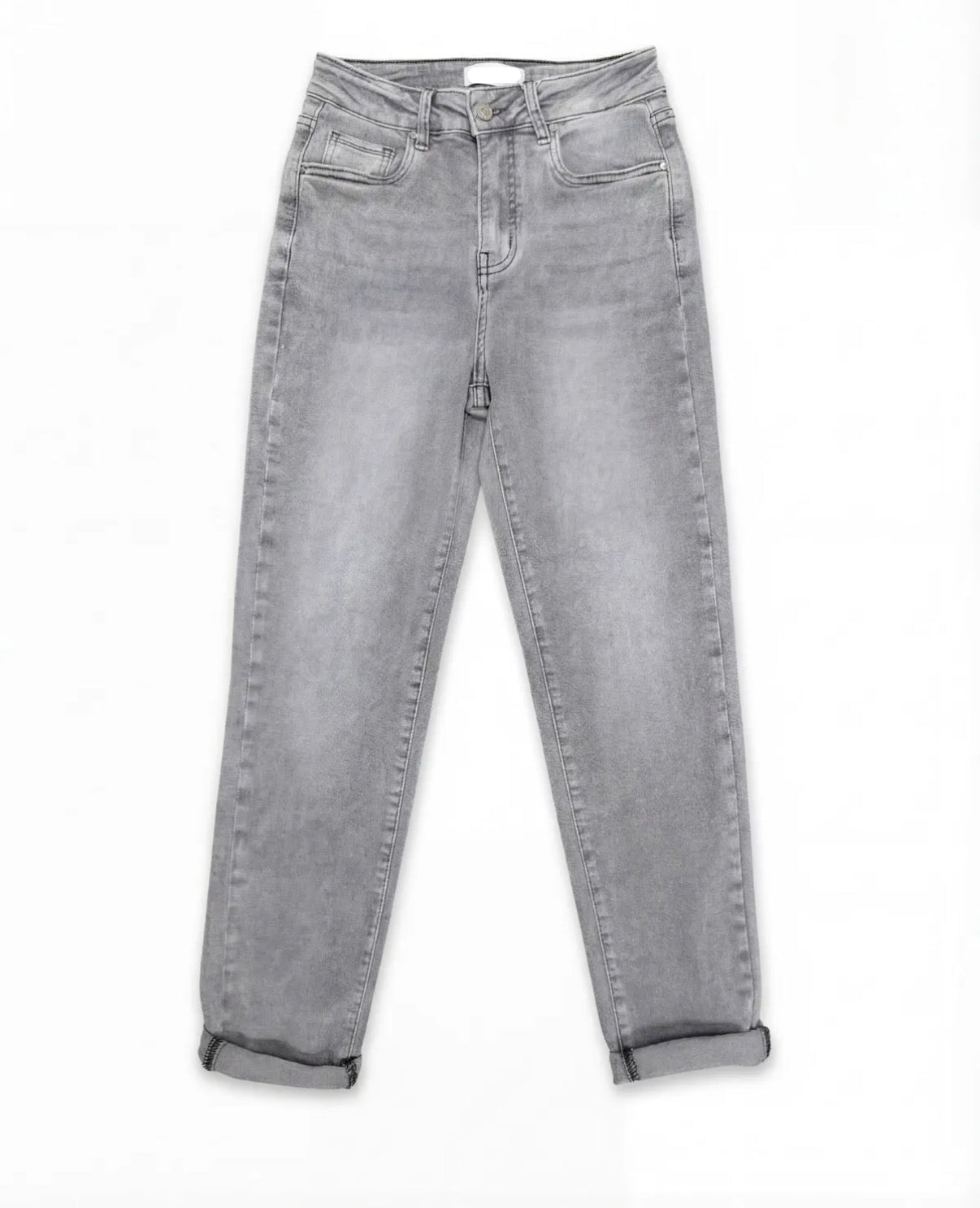 Jean coupe droite - Mom Fit - Gris