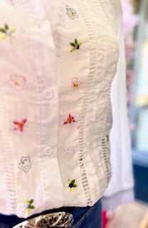 Chemise broderie fleurie LEANNE