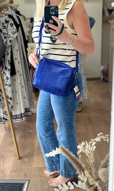 Sac cuir bleu roi