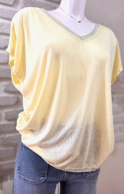 Tee-shirt lurex jaune pâle