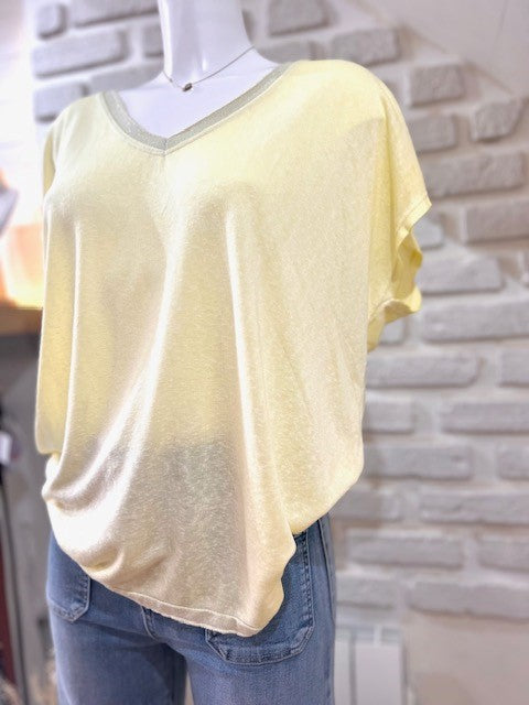 Tee-shirt lurex jaune pâle