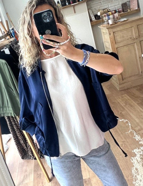 Veste soie ALANA marine