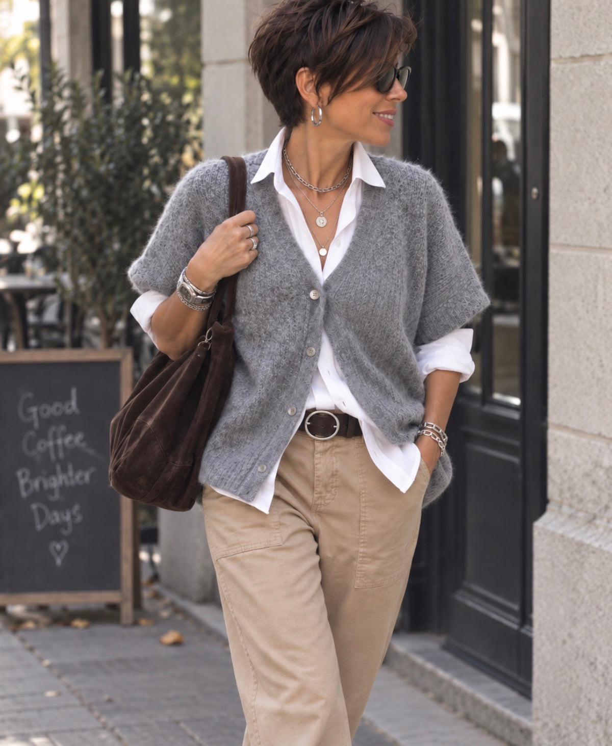 Gilet MURIEL - Loose - Gris souris