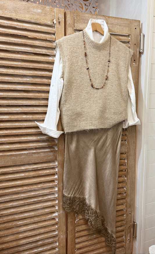 Jupe longue - Iris - Satiné & dentelle