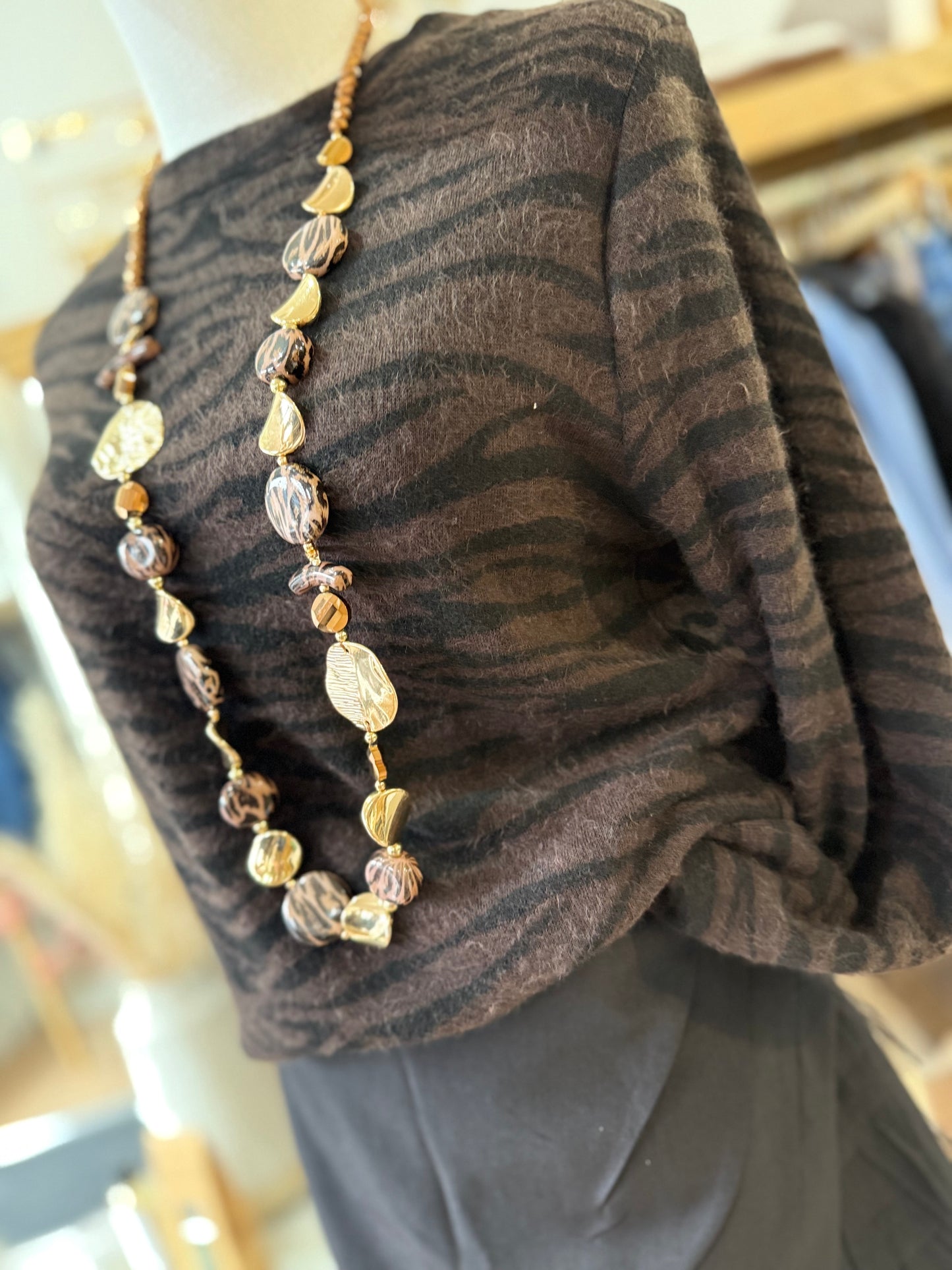 Pull fin Motif zébré - Chocolat