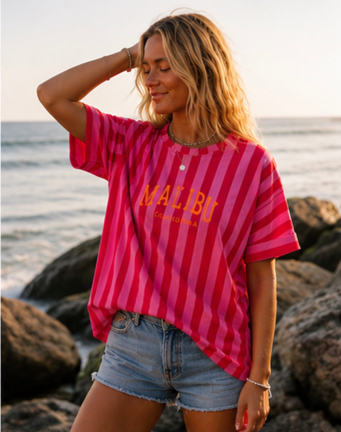 Tee-shirt MALIBU - Rouge & rose