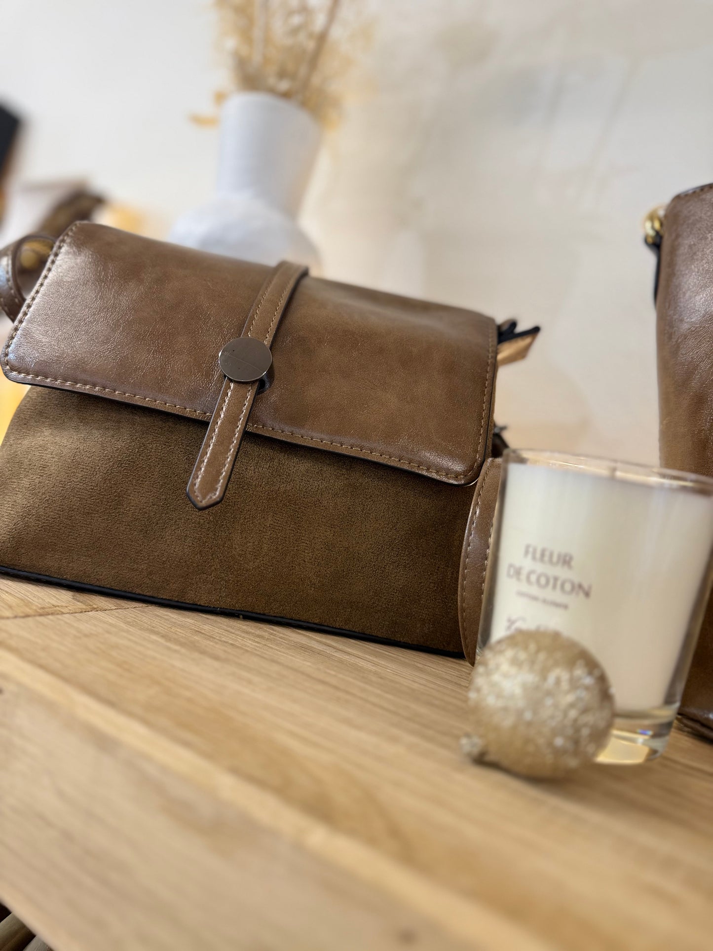 Sac bandoulière Cappuccino - Bi matière