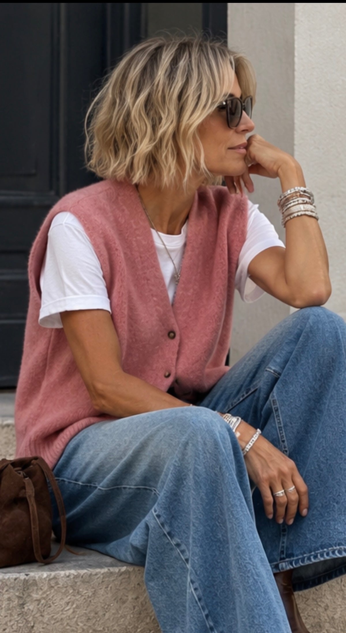 Gilet MALO - Vieux rose