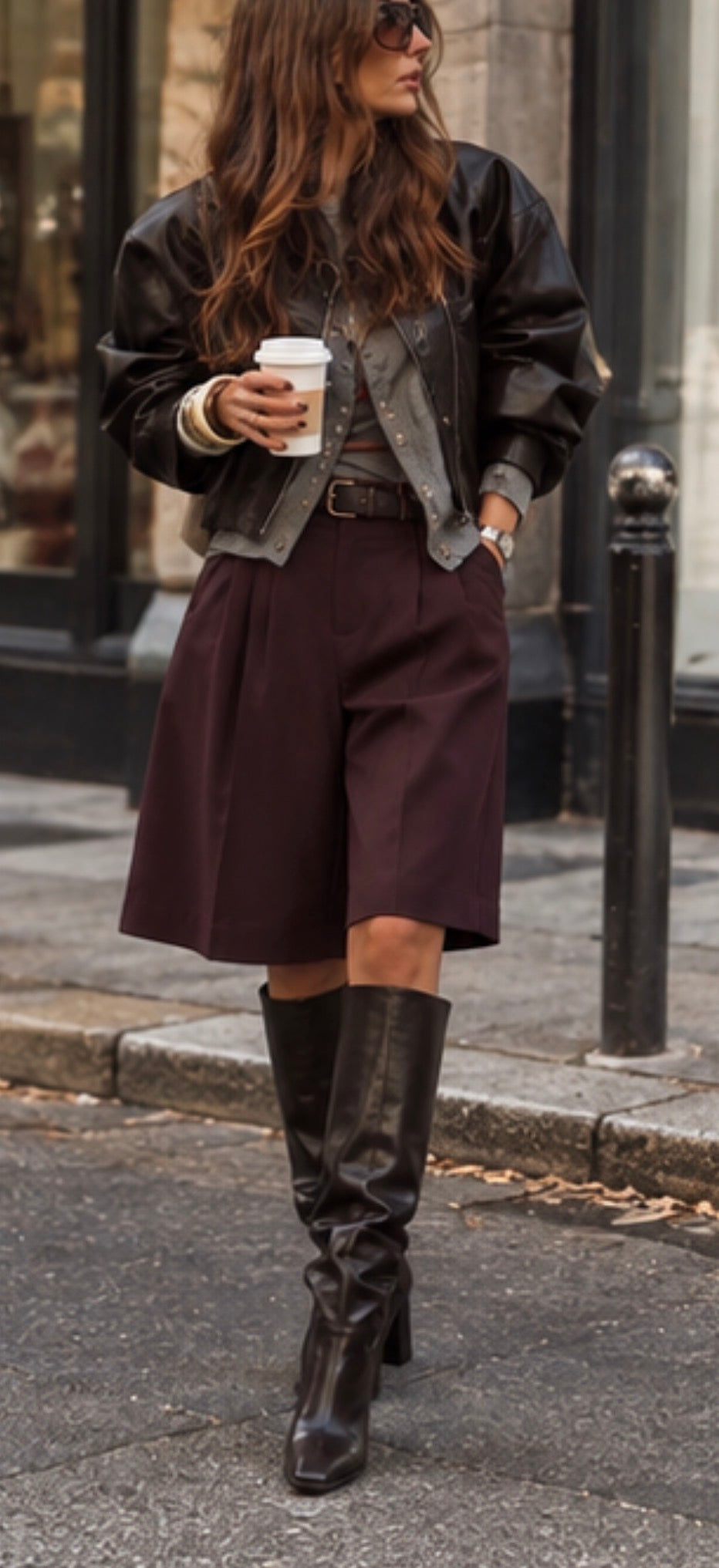 Jupe culotte - MANUELLE - Prune