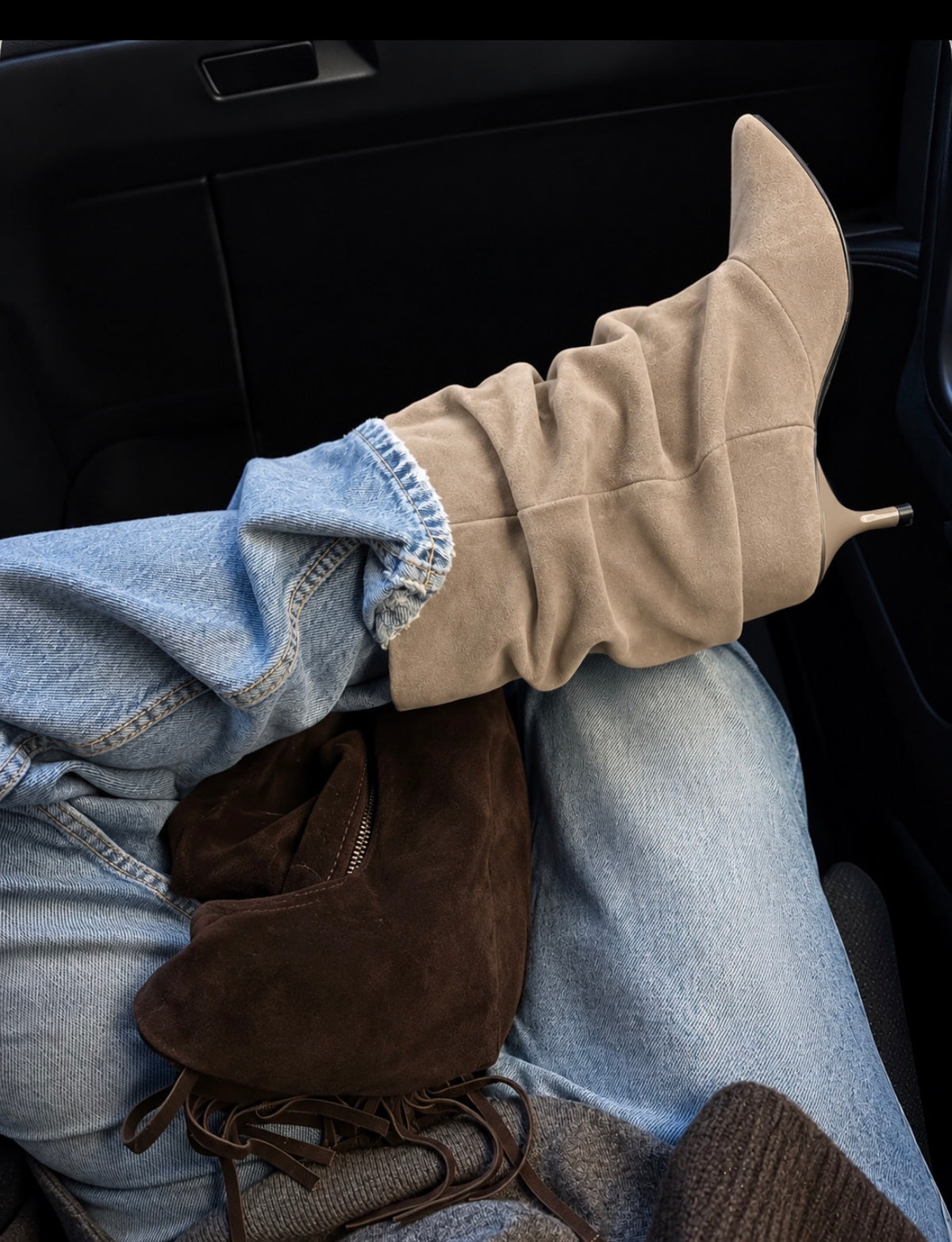 Bottines effet daim - Beige
