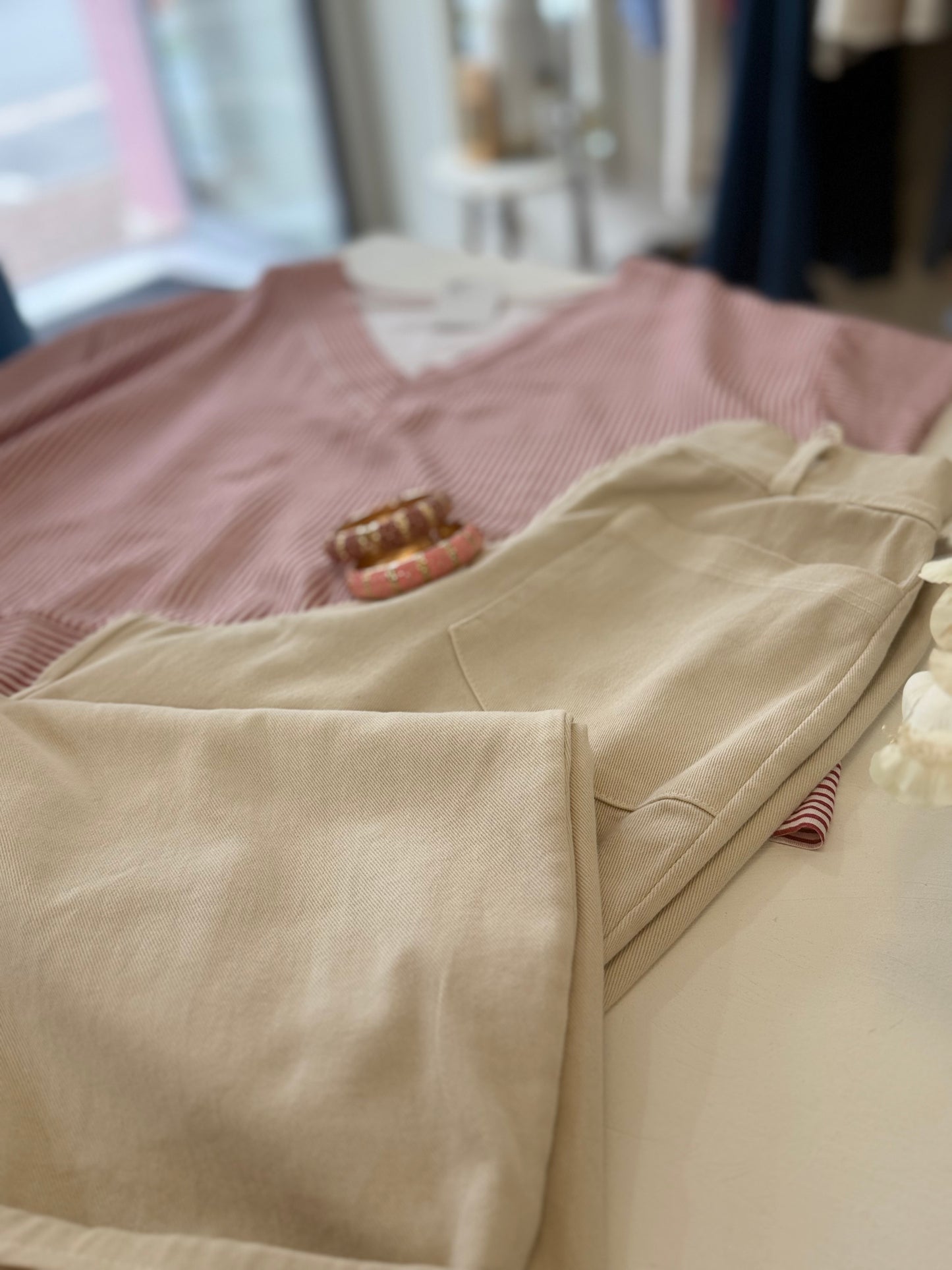 Pantalon Barrel toile de coton - Beige