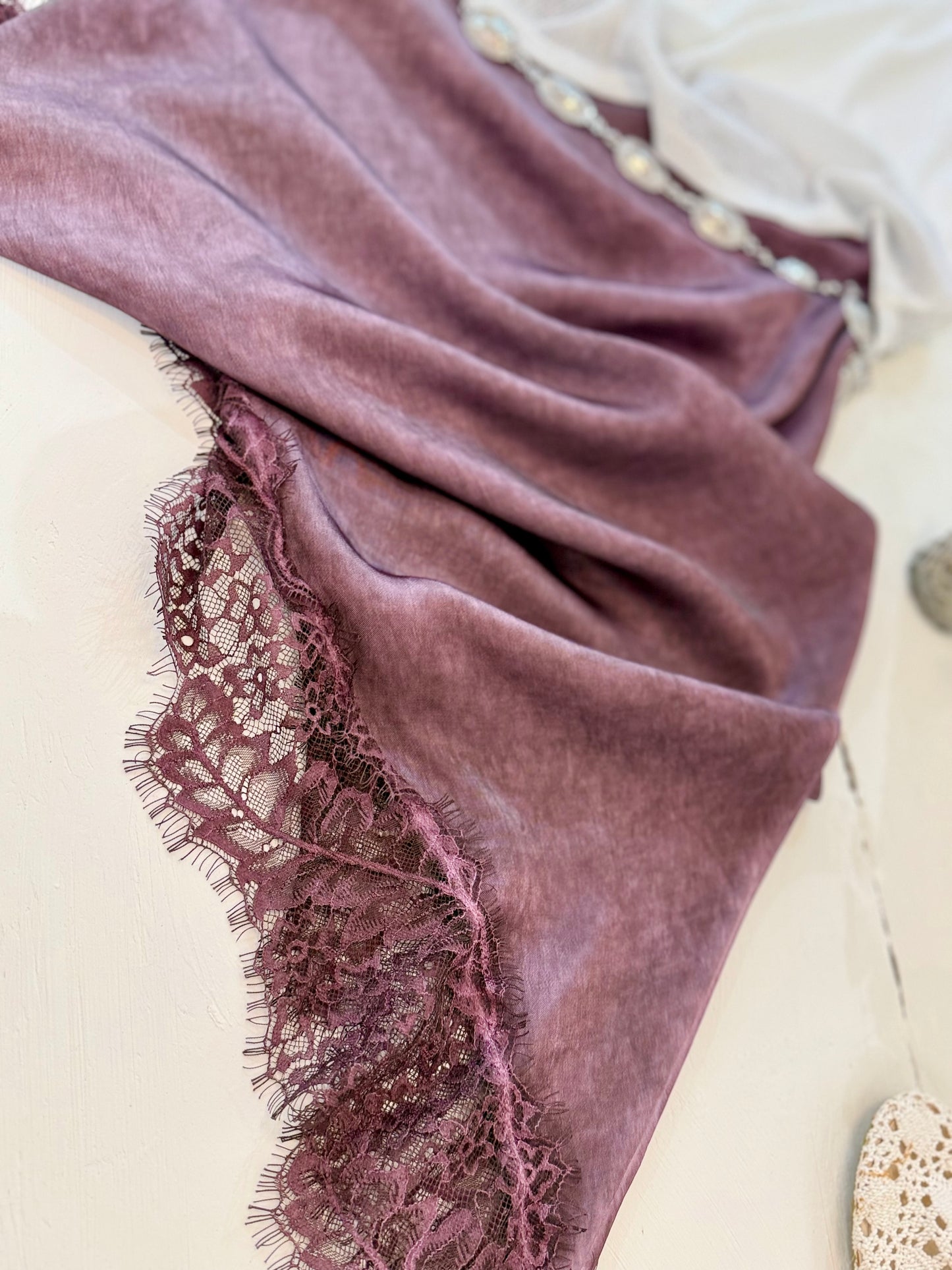 Jupe longue - Iris - Satinée & dentelle -