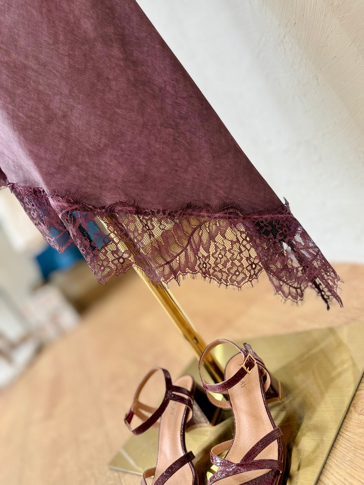 Jupe longue - Iris - Satinée & dentelle -