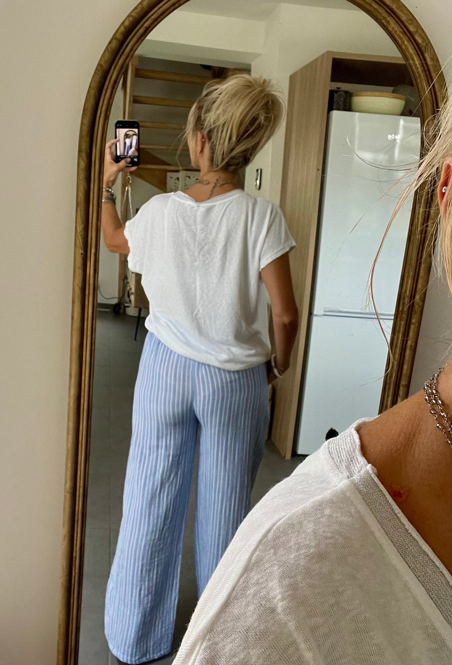 Pantalon RIVA - Rayé bleu ciel & blanc