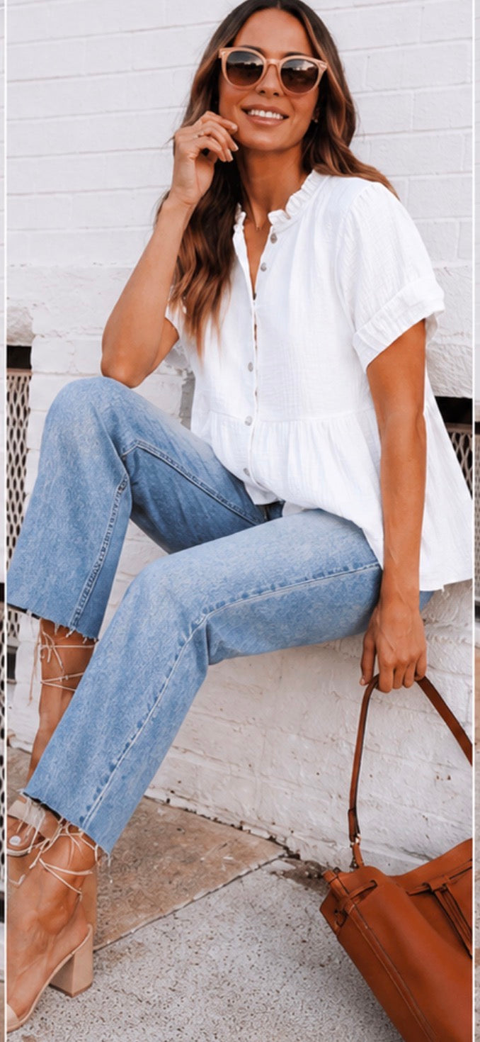 Blouse gaze de coton - ELOISE - Blanc