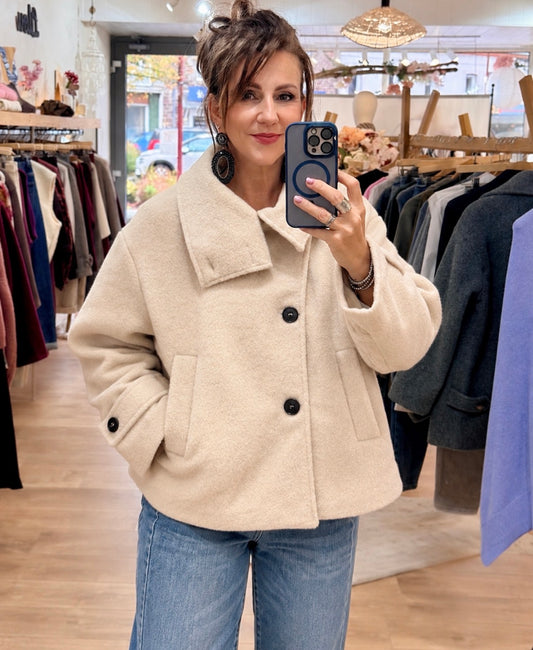 Manteau col montant-  MAUREEN - Ecru