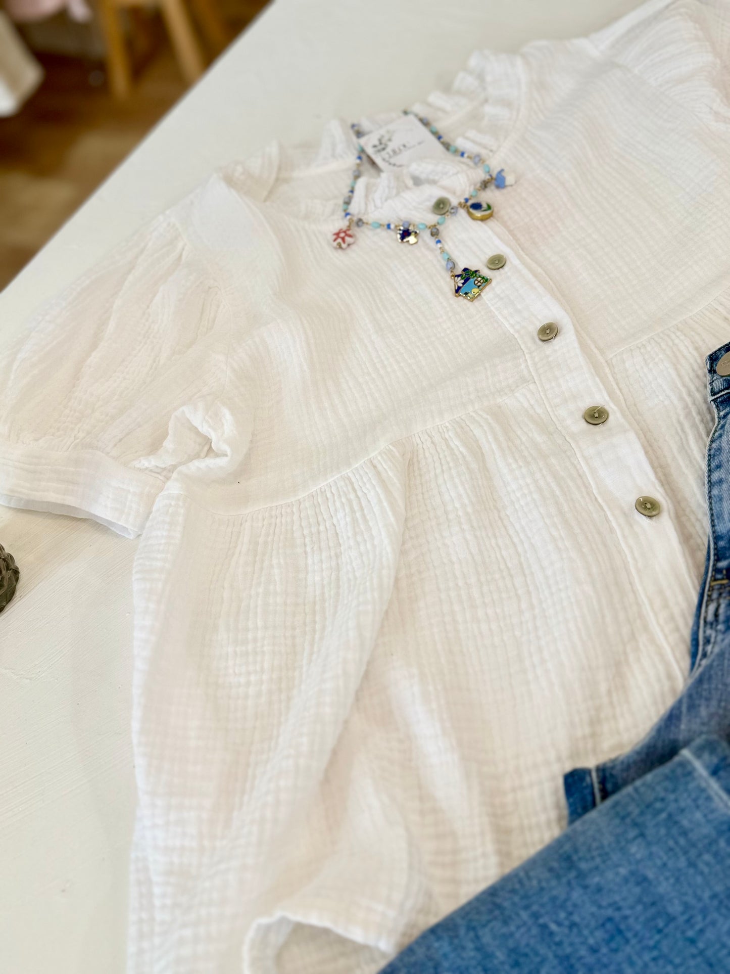 Blouse gaze de coton - ELOISE - Blanc