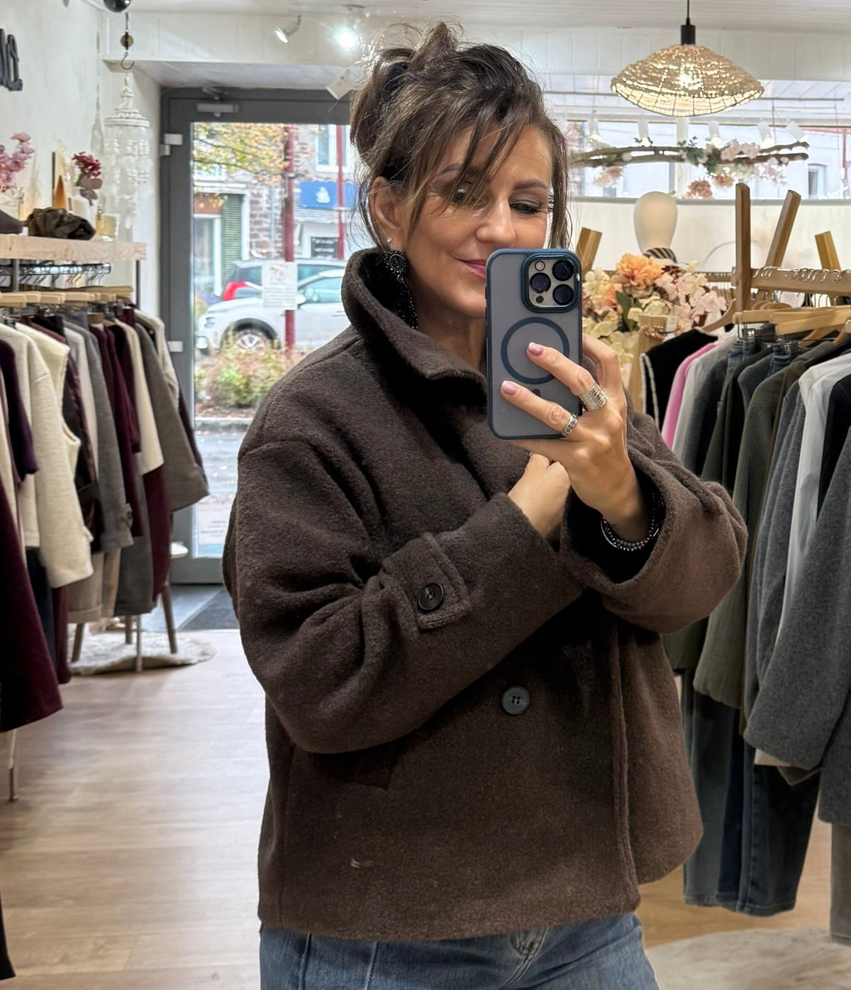 Manteau col montant-  MAUREEN - Marron