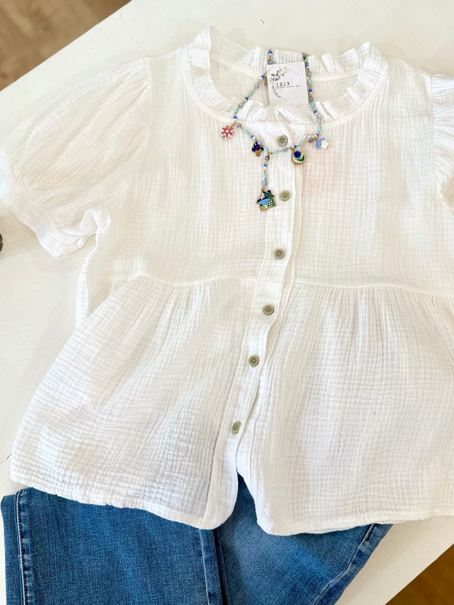 Blouse gaze de coton - ELOISE - Blanc