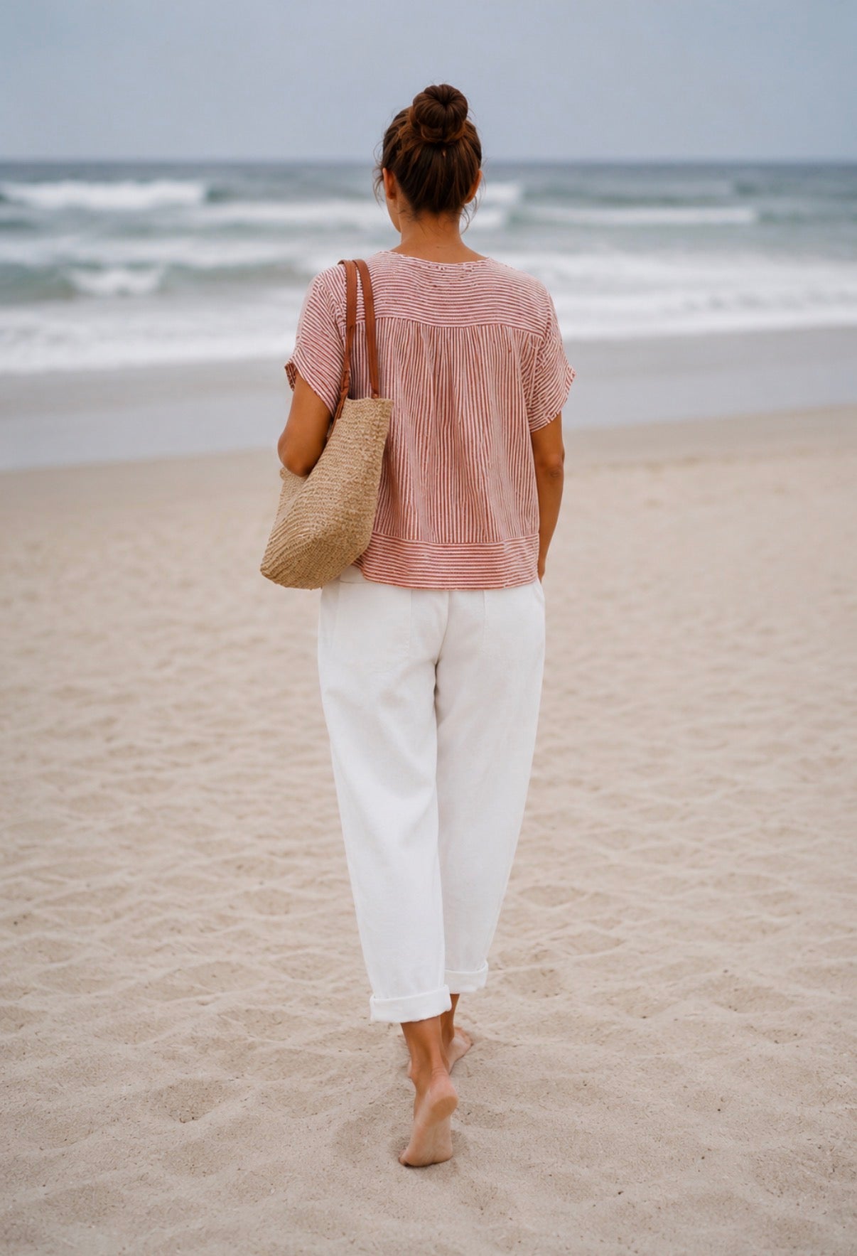 Pantalon Barrel toile de coton - Blanc