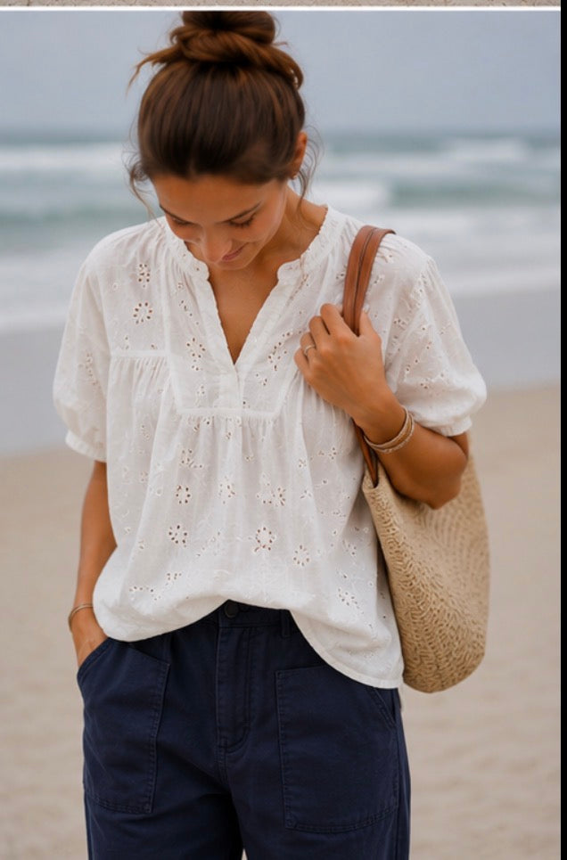 Pantalon Barrel toile de coton - Bleu marine