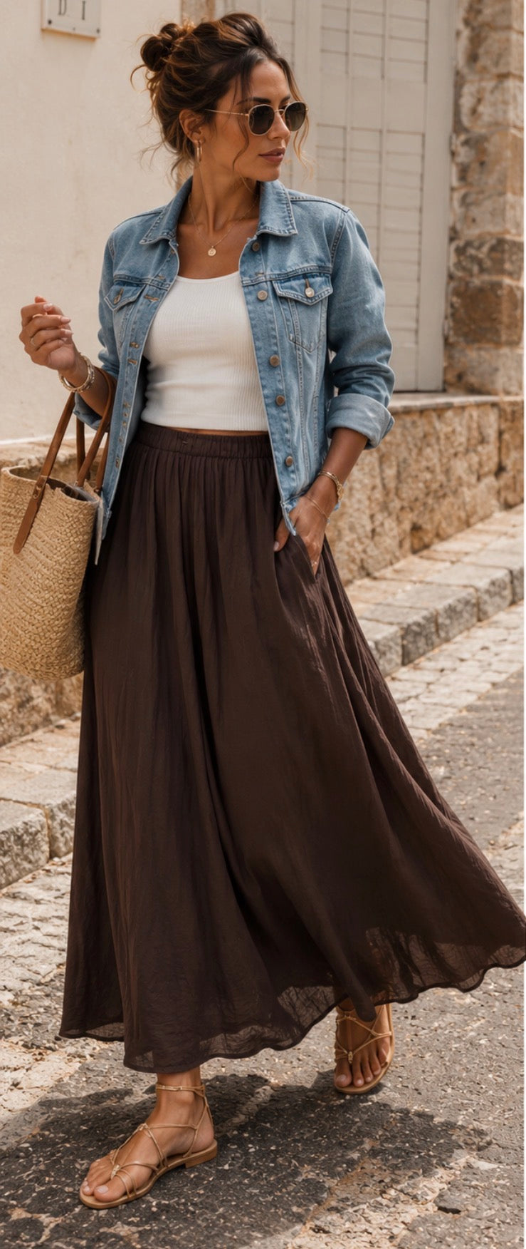 Jupe longue EDEL - Marron