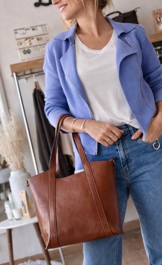 Veste style perfecto -  Bleu azure