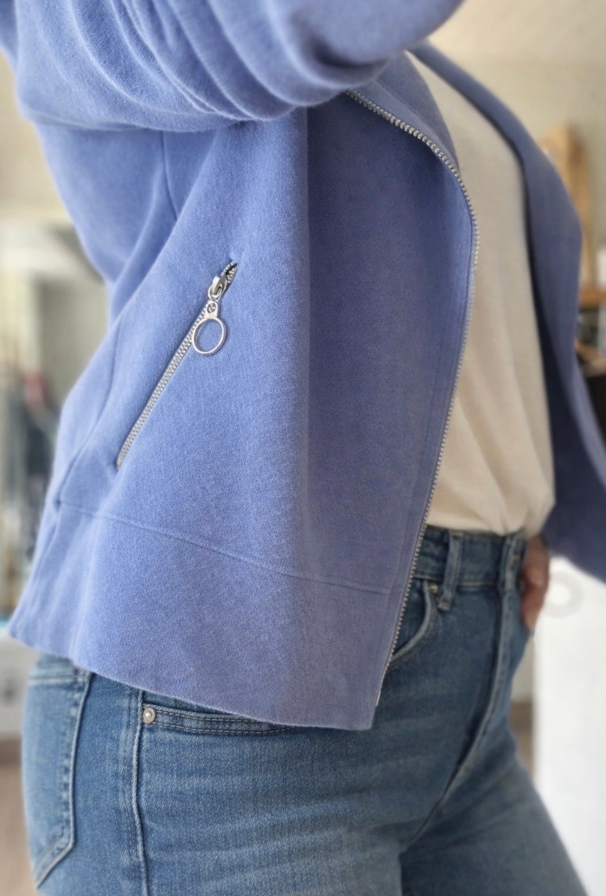 Veste style perfecto -  Bleu azure