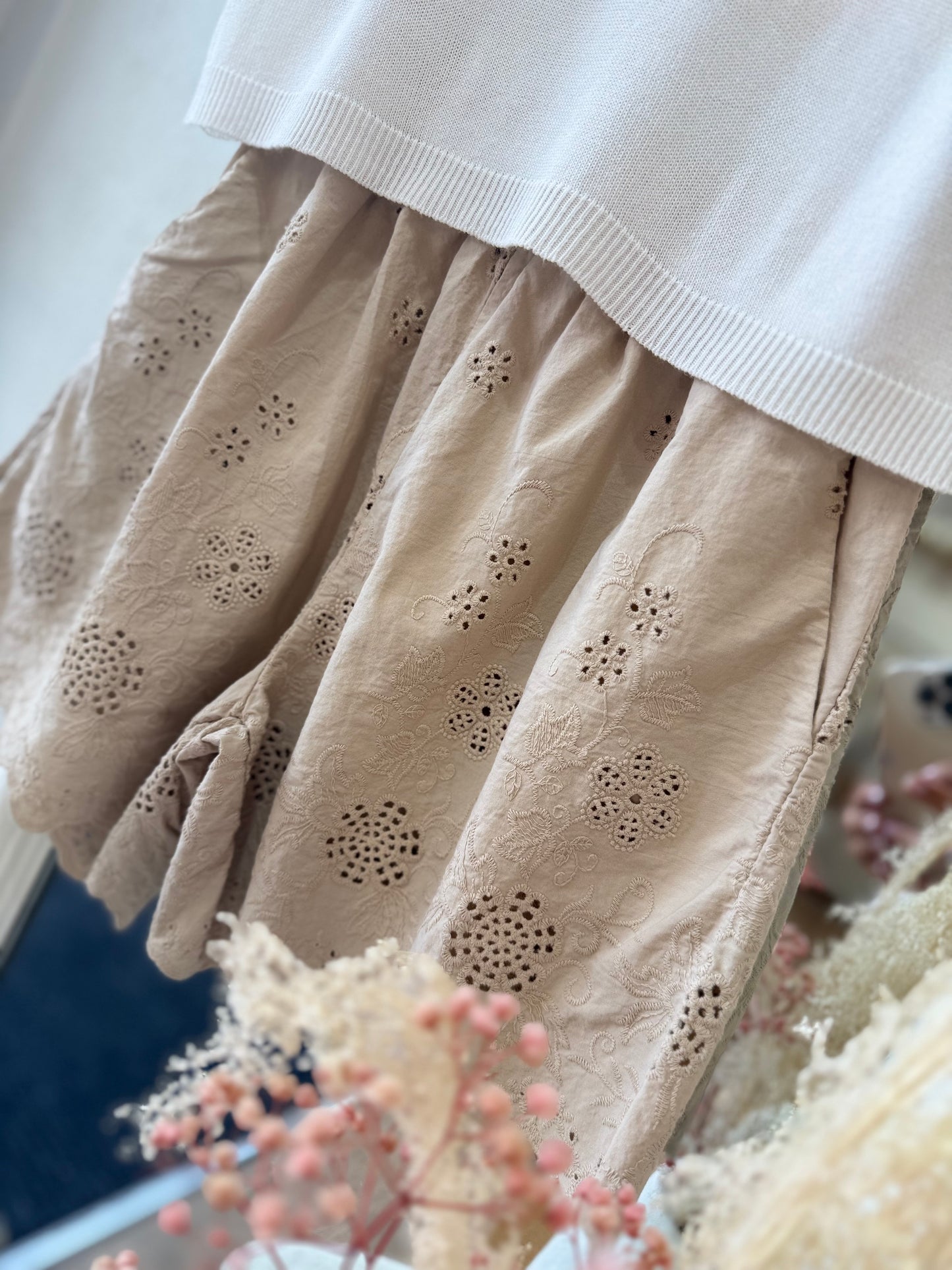 Short FLORINA - broderie anglaise - Beige