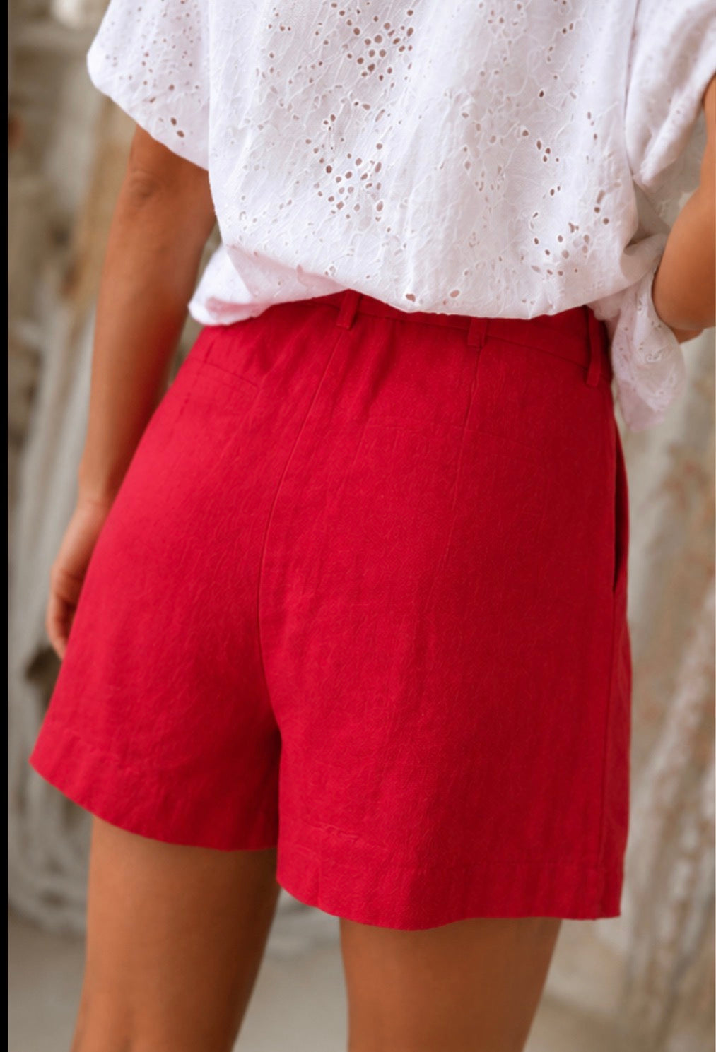 Short en lin Rrouge- FELICIA