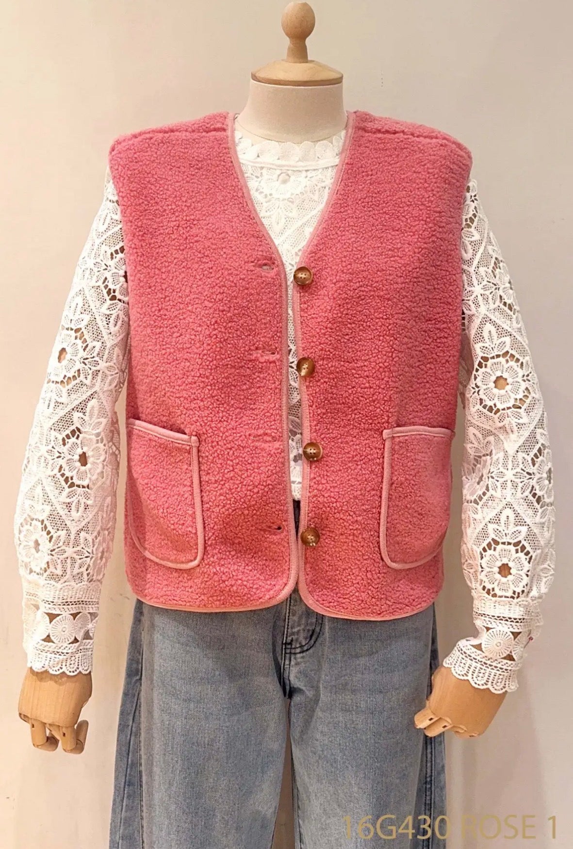Gilet sans manches - BERANGERE - Rose