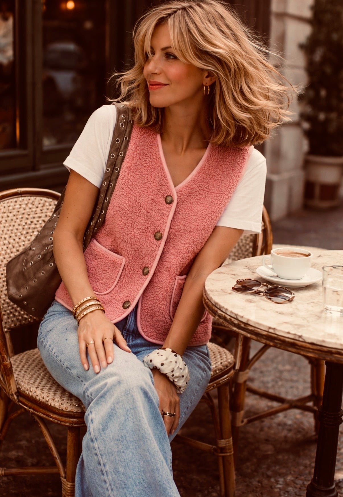 Gilet sans manches - BERANGERE - Rose