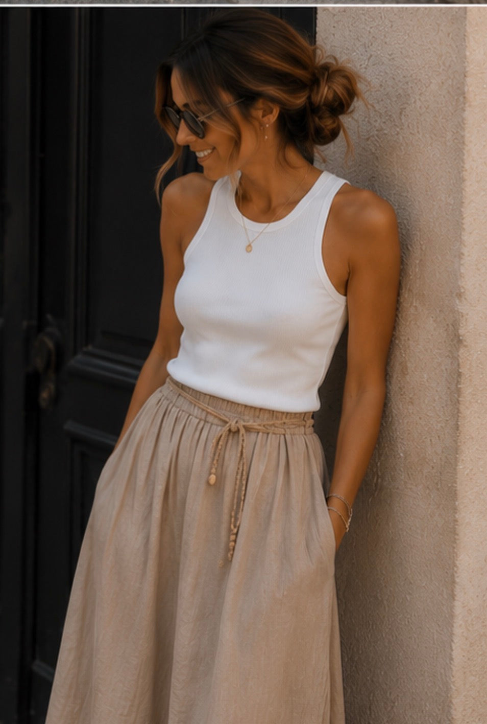 Jupe longue FLAVIE - Camel