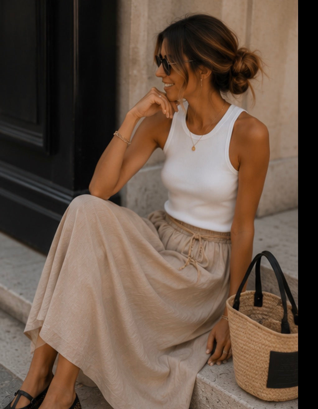 Jupe longue FLAVIE - Camel