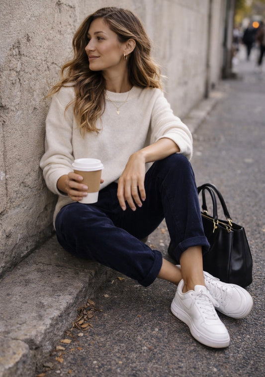 Pantalon  chino velours - Marine