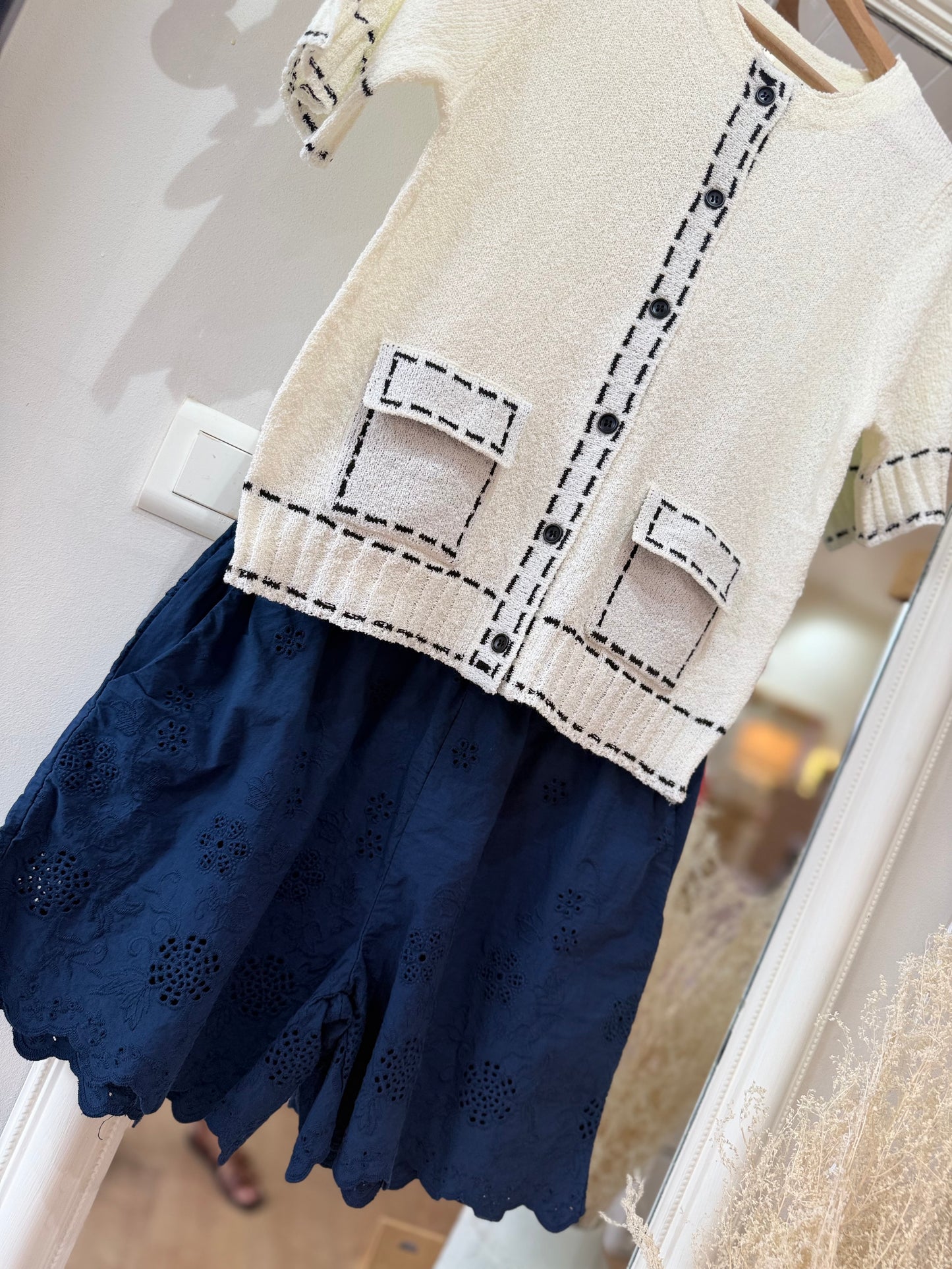 Short FLORINA - broderie anglaise - Marine