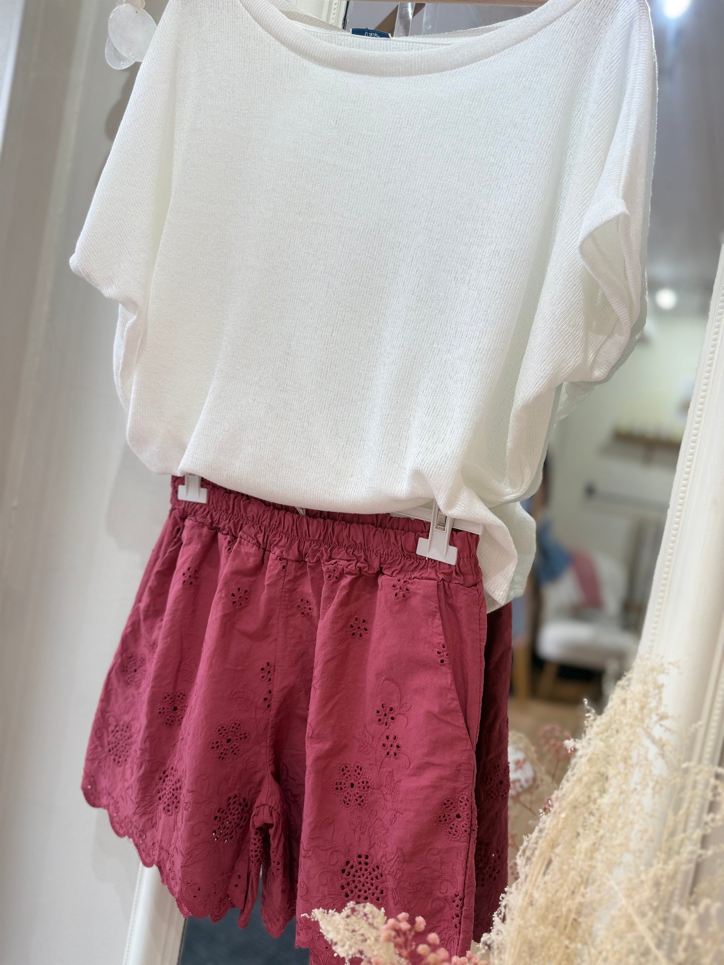 Short FLORINA - broderie anglaise - Terracotta