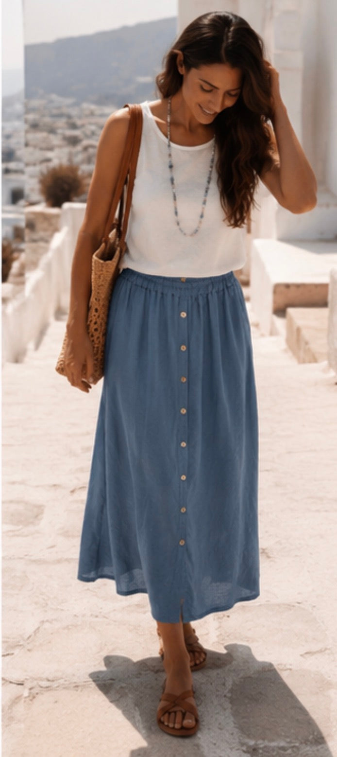 Jupe longue FYONA - Bleu jean