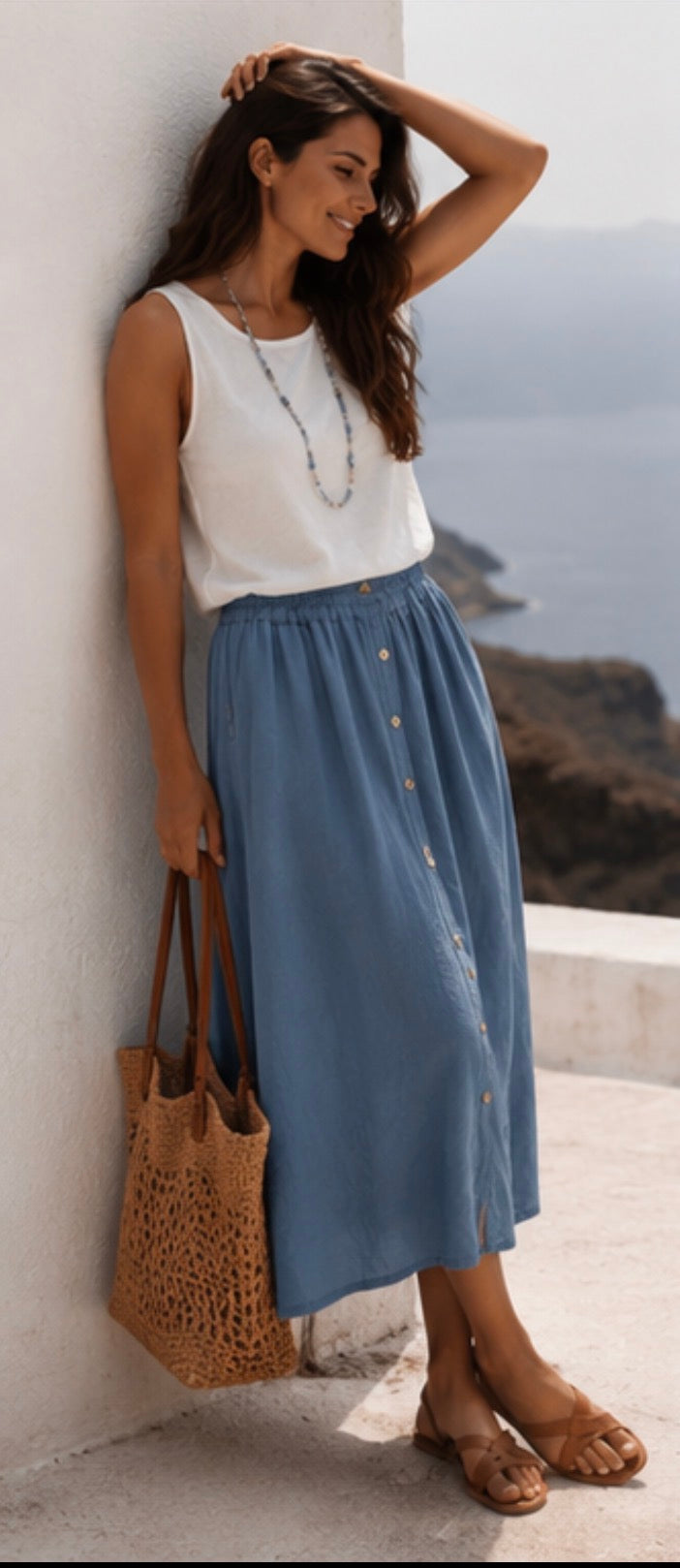 Jupe longue FYONA - Bleu jean