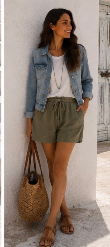 Short lin  FÉLIX - kaki