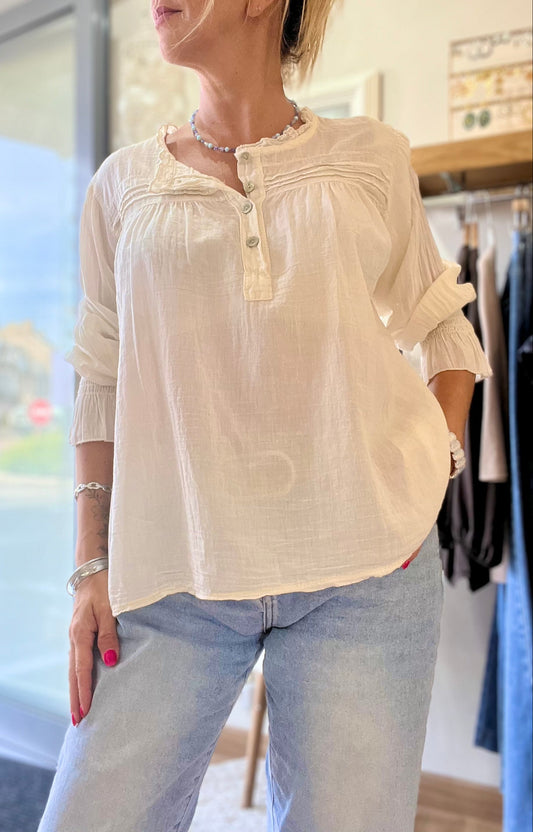 Blouse en voile de coton - écru